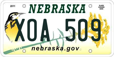NE license plate XOA509