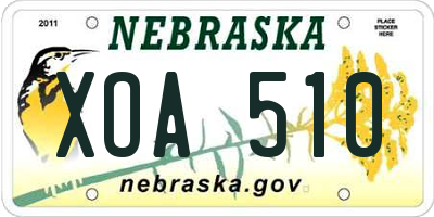 NE license plate XOA510