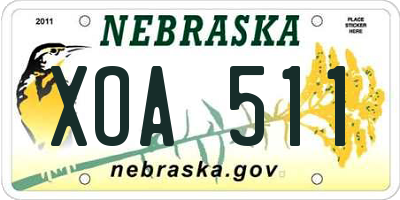 NE license plate XOA511