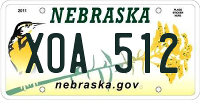 NE license plate XOA512