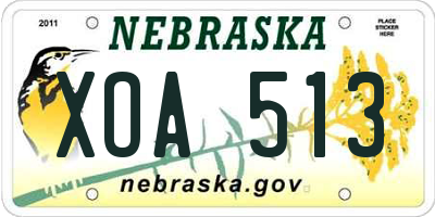NE license plate XOA513