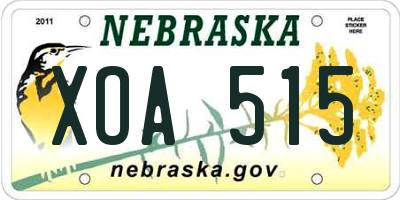 NE license plate XOA515