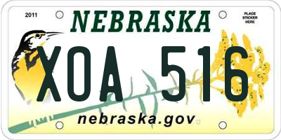 NE license plate XOA516