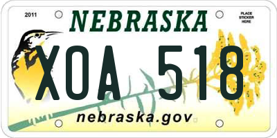 NE license plate XOA518