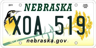 NE license plate XOA519