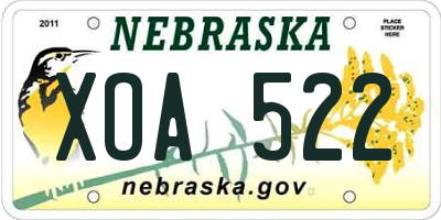 NE license plate XOA522
