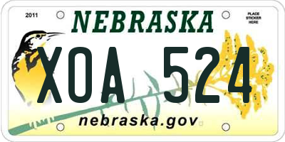 NE license plate XOA524