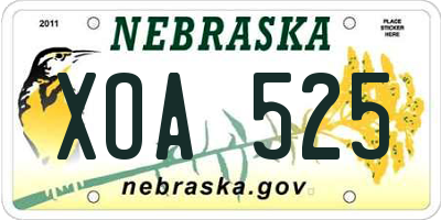 NE license plate XOA525