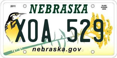 NE license plate XOA529