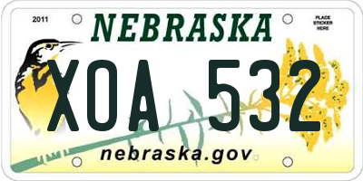NE license plate XOA532