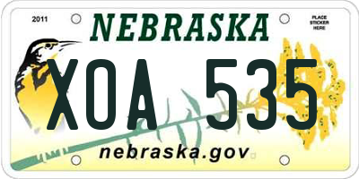 NE license plate XOA535
