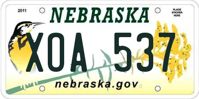 NE license plate XOA537