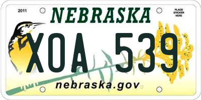 NE license plate XOA539