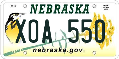 NE license plate XOA550