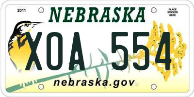 NE license plate XOA554