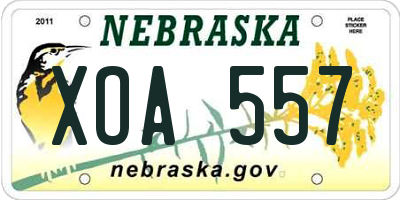 NE license plate XOA557