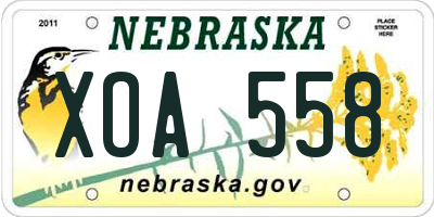 NE license plate XOA558