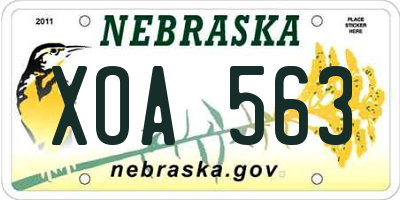 NE license plate XOA563