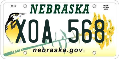 NE license plate XOA568