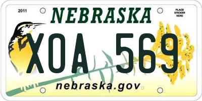 NE license plate XOA569