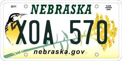 NE license plate XOA570