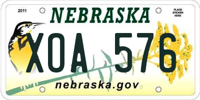 NE license plate XOA576