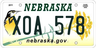 NE license plate XOA578