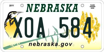 NE license plate XOA584