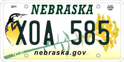 NE license plate XOA585
