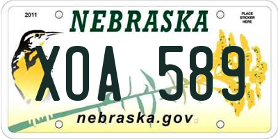 NE license plate XOA589