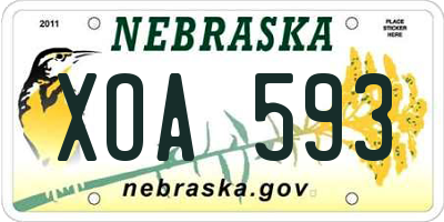 NE license plate XOA593