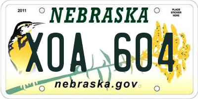 NE license plate XOA604