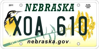 NE license plate XOA610