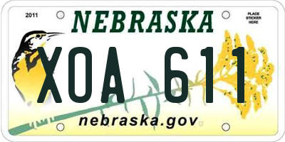 NE license plate XOA611