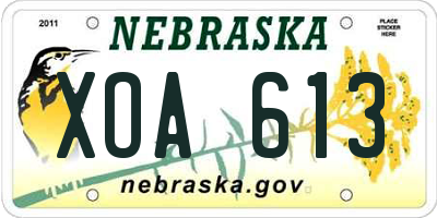 NE license plate XOA613