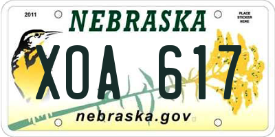 NE license plate XOA617
