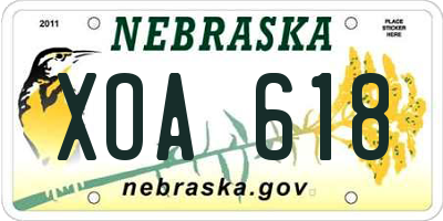 NE license plate XOA618