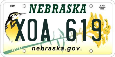 NE license plate XOA619