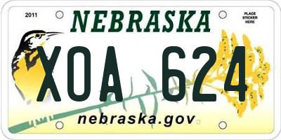 NE license plate XOA624