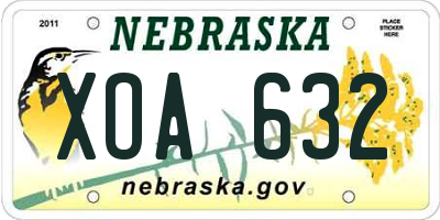 NE license plate XOA632