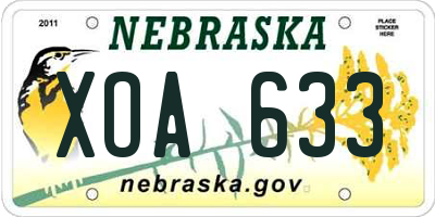 NE license plate XOA633