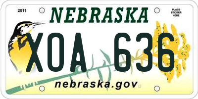 NE license plate XOA636