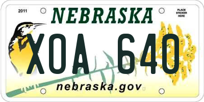 NE license plate XOA640