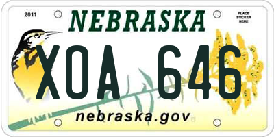 NE license plate XOA646