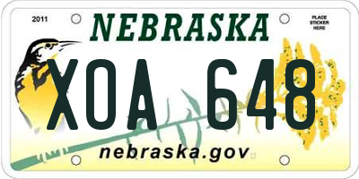 NE license plate XOA648