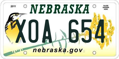 NE license plate XOA654