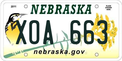 NE license plate XOA663