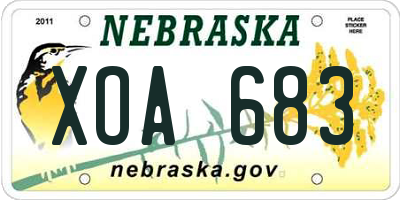 NE license plate XOA683