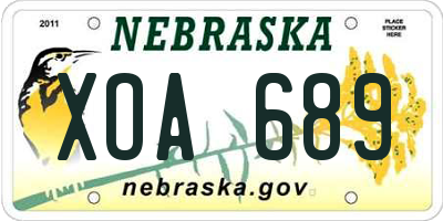 NE license plate XOA689