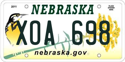 NE license plate XOA698